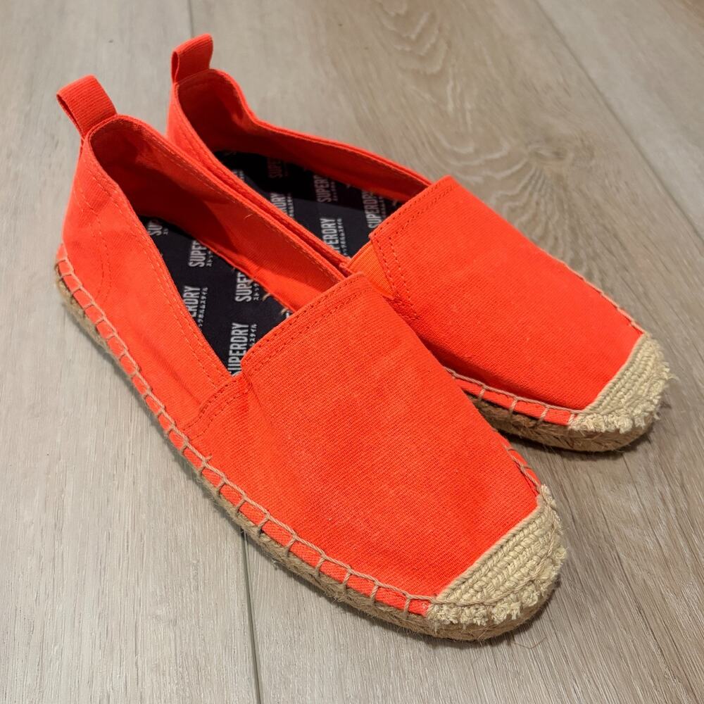 Superdry Erin Espadrille Coral Canvas Slip On Shoes Women's US 5 EU 36 New